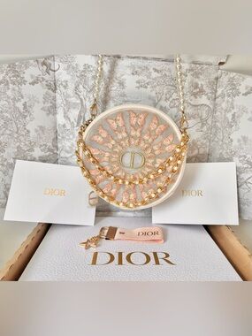 Dior 2026 Spring Limited Edition Butterfly Embroidery Cosmetic Round Pouch Box
